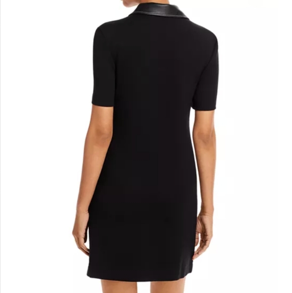 Staud Jay Faux Leather Collar Black Mini Dress - Picture 5 of 15